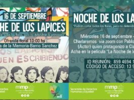 LA NOCHE DE LOS LÁPICES: LA SECRETARÍA DE DERECHOS HUMANOS ORGANIZA UN ACTO Y UNA CHARLA CON PABLO MACHADO