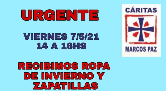 CÁRITAS MARCOS PAZ PIDE COLABORACIÓN A LA COMUNIDAD