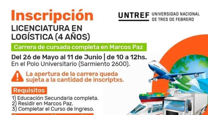 EL 26 DE MAYO COMENZARÁ LA INSCRIPCIÓN A LA CARRERA DE LOGÍSTICA