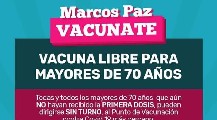 LAS PERSONAS MAYORES DE 70 AÑOS PUEDEN APLICARSE LA PRIMERA DOSIS DE LA VACUNA COVID-19 SIN TURNO PREVIO