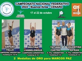 AMPARO TELLO Y DELFINA LANNELONGUE FUERON CAMPEONAS EN EL NACIONAL DE GIMNASIA DE TRAMPOLÍN