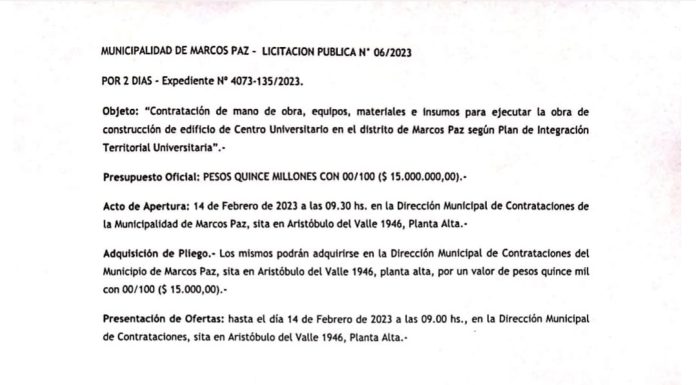 SE ABRE LA LICITACIÓN PARA LA CONSTRUCCIÓN DEL EDIFICIO DEL CENTRO UNIVERSITARIO