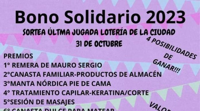 SORTEO BONO SOLIDARIO 2023 DE PATITAS MARCOS PAZ
