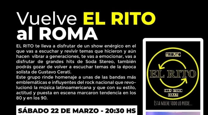 NO TARDA EN LLEGAR: ‘EL RITO’, TRIBUTO A SODA STEREO VUELVE AL ROMA
